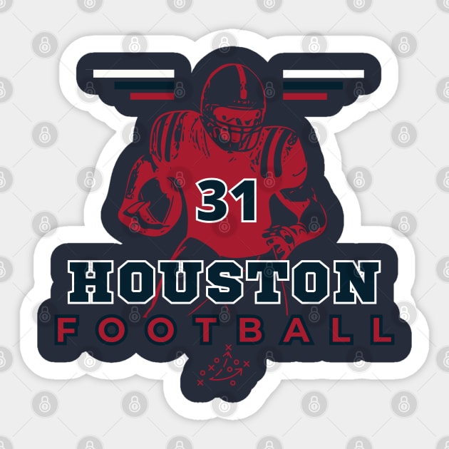 Houston Football Vintage Style Sticker by Borcelle Vintage Apparel 